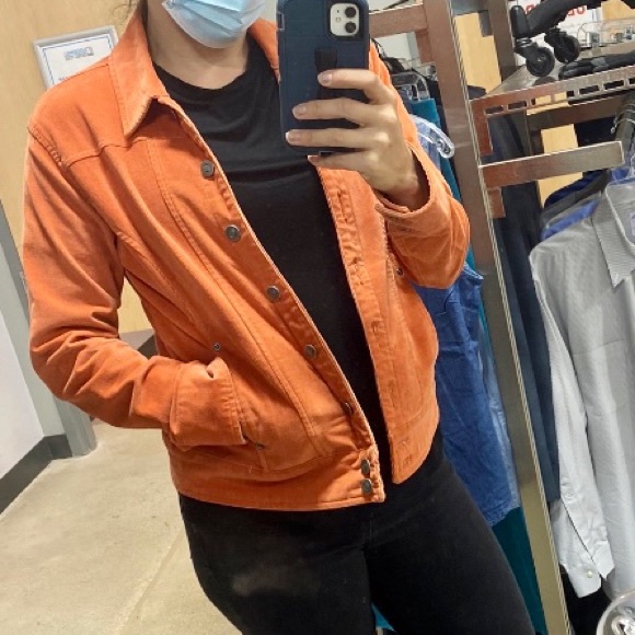 Rust Orange Corduroy Shirt Jacket - Picture 2 of 5